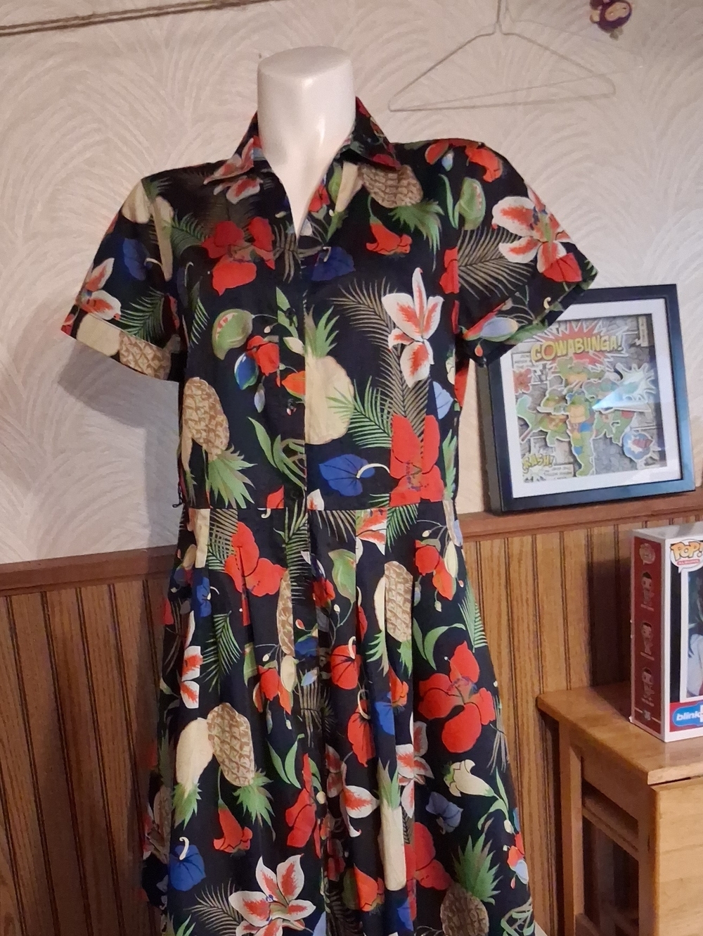 Brooks Brothers Black Tropical Floral Midi Dress